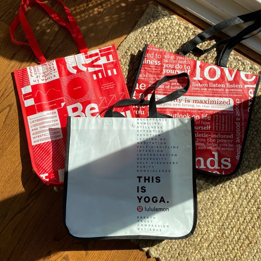 3 Large Lululemon Shopping Bags